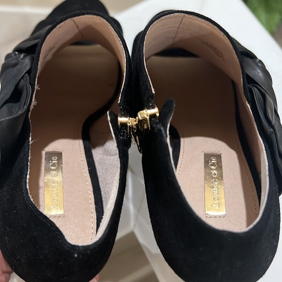 LOUISE ET CIE WOMEN’S IDOLA BLACK LEATHER & SUEDE SANKLE BOOTIE PEEP TOE SIZ 8.5 - Picture 8 of 17